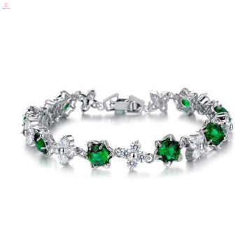 Elegante jóias de alta qualidade pulseira de strass verde pulseira de platina